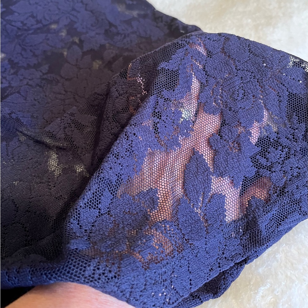 French Connection Navy Lace Short Sleeve Tee